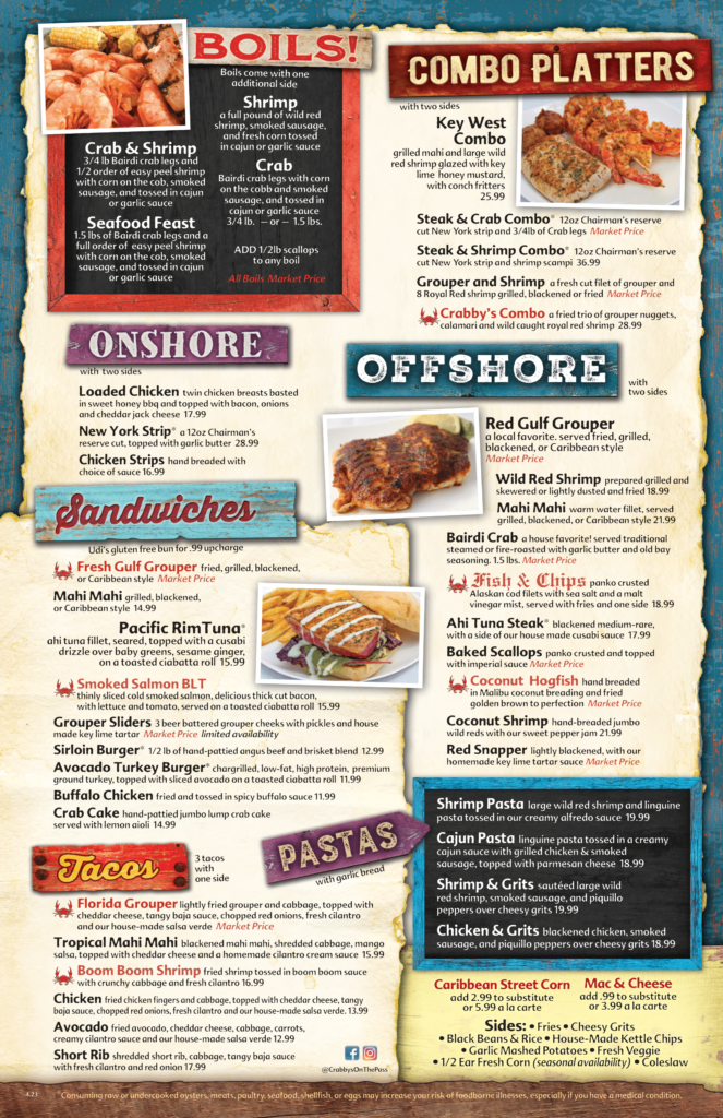 Menu - CRABBY’S ON THE PASS